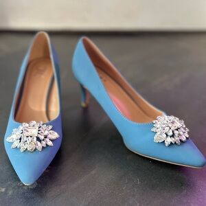 “Something Blue” Bridal Heels with Rhinestone Embellishment